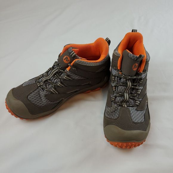 Merrell Chameleon 7 Waterproof Mid Hiking Boots Brown Orange Kids Sz 5.5M - Picture 7 of 8